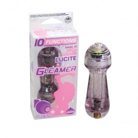 Фиолетовый мини-вибратор с блёстками Gleamer - 11,5 см.